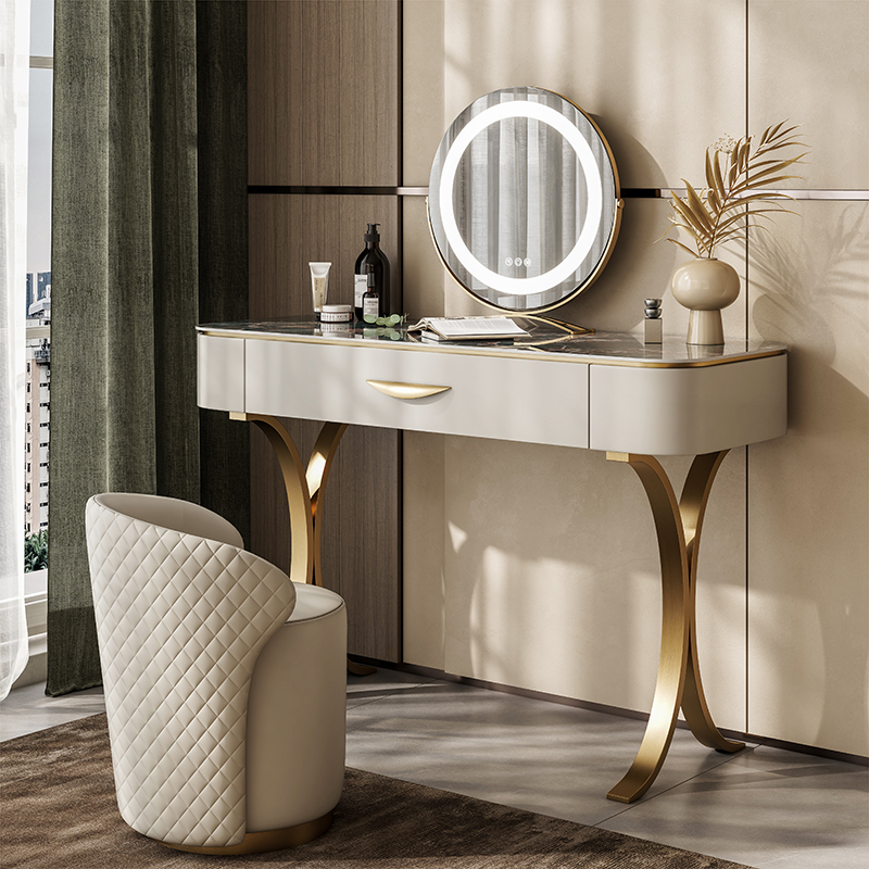 Italian-Style Light Luxury Slate Dressing Table, High-End Makeup Table for Bedroom, Modern Minimalist Designer Small Apartment Makeup Table