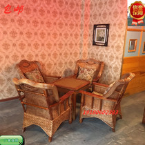 Hot selling hotel rattan chair rattan chair coffee table five-piece set rattan balcony rattan chair living room rattan wood furniture tea house rattan chair