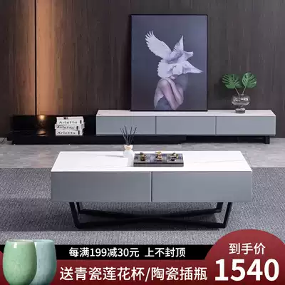 Minimalist coffee table Floor cabinet TV cabinet size apartment Italian Nordic modern minimalist complete set of living room combination