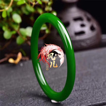 Pure natural Laokeng A goods Hetian jade spinach green jasper bracelet bracelet with no impurities no cracks no black spots
