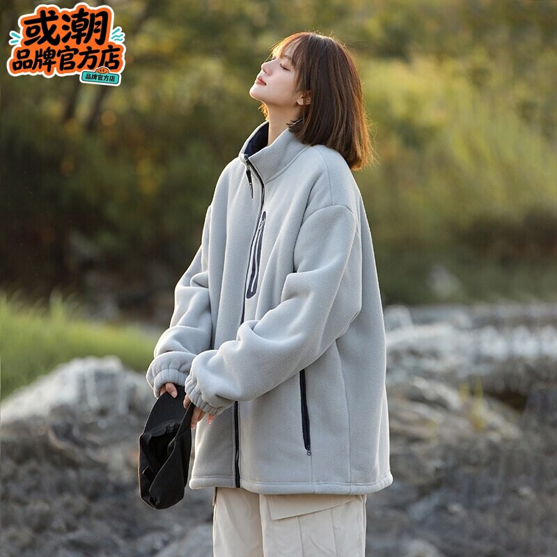 Trendy High-Quality Fleece Jacket for Women, New Autumn and Winter Style, Loose and Versatile, Fleece-Lined Student Top Trendy High-Quality Fleece Jacket for Women, New Autumn and Winter Style, Loose and Versatile, Fleece-Lined Student Top