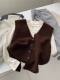 Soft and waxy high-end v-neck sweater cardigan vest for women autumn and winter layered sweater sleeveless outer top
