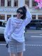 American retro distressed letter printed long-sleeved T-shirt for women summer thin sun protection cover-up tulle loose top