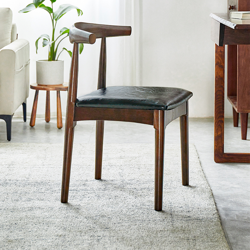 All solid wood dining chair horn chair Nordic desk chair modern minimalist home computer chair leisure backrest dining room chair