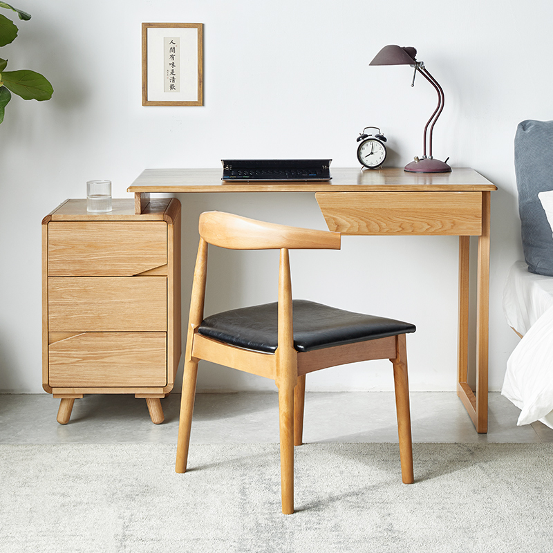 Solid wood desk computer desk retractable Nordic bedroom simple modern home office student study desk