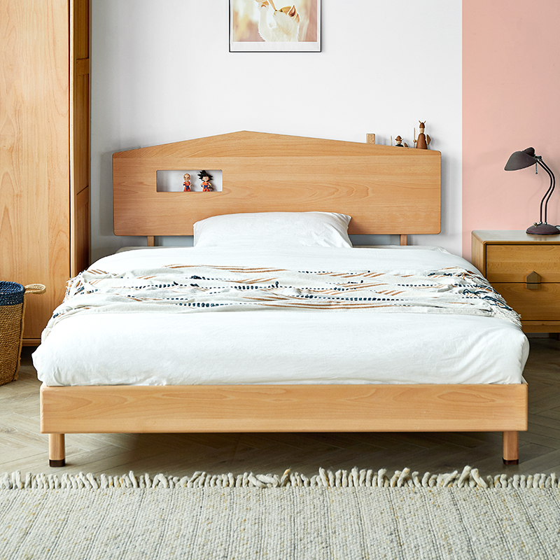 Full solid wood Children's bed 1 2 m Boys Single beds Beech wood Nordic Bedroom Young girls 1 5 m Princess beds