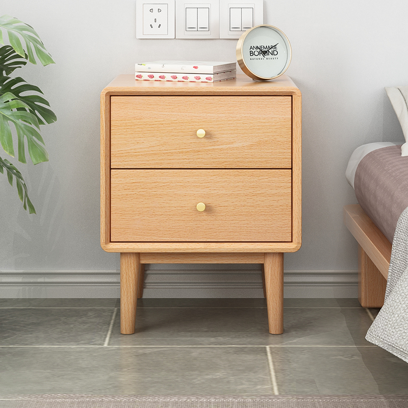Bedside table all solid wood Nordic small bedside locker modern minimalist bedroom creative bedside small cabinet