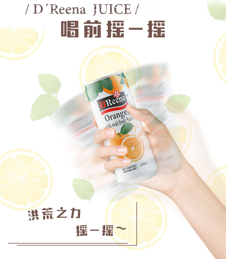 马来西亚进口 特丽娜 果粒果肉饮料 240ml*6罐 图3