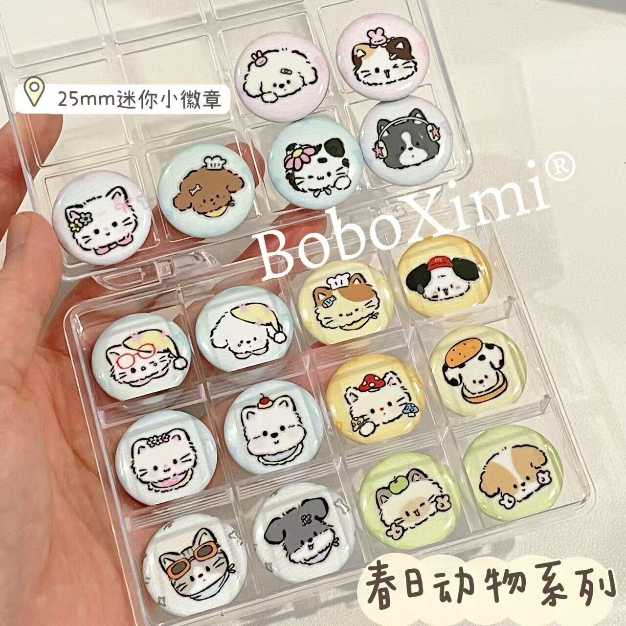 Original Spring Animals Mini Badge Cute Cartoon Journal Decoration Badge 25mm Pin Adorable