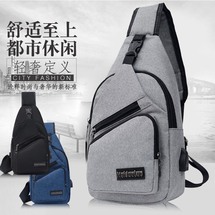 Men's Chest Bag Canvas Messenger Bag Large Capacity Student Korean Version Oxford Cloth Couple Shoulder Bag Backpack Female Chest Bag