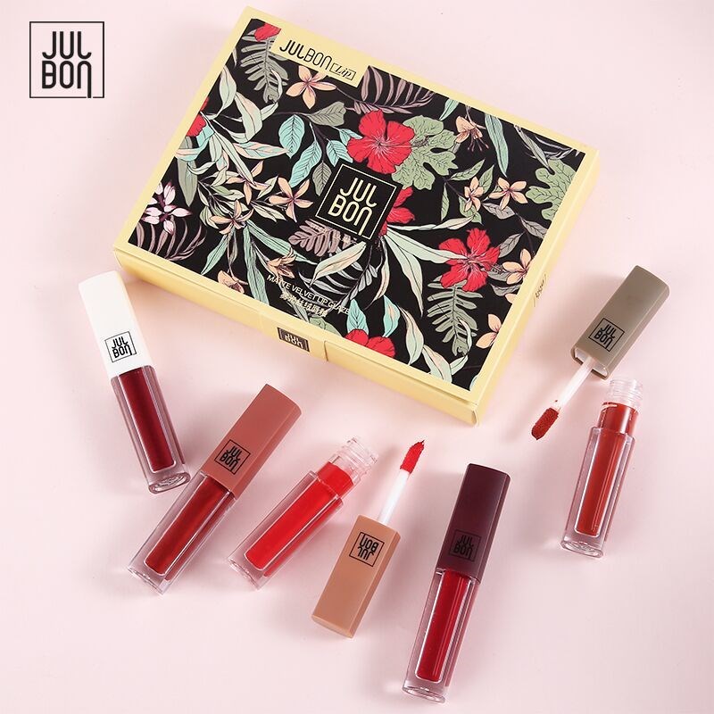 (Five Pack) Velvet Mirror Lip Glaze Set for Students Not Fading and Moisturizing
