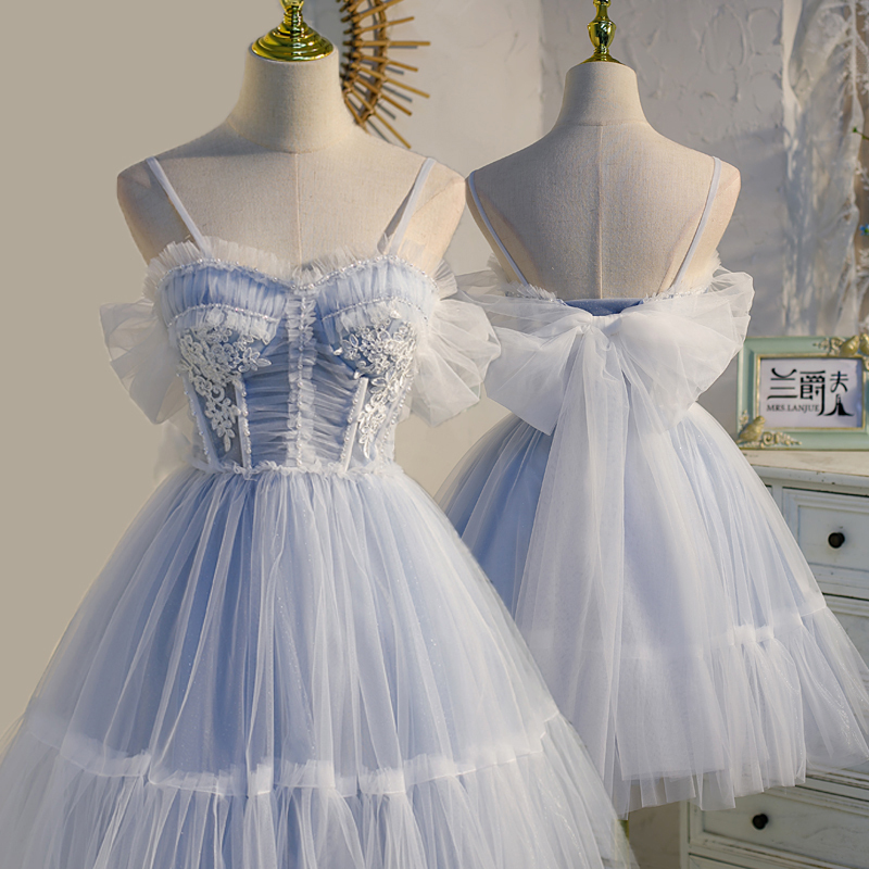 Sky Blue Dreamy Disney Mini Dress Tulle Skirt Fairy Princess Puffy Short Skirt Birthday Party Petite Sexy