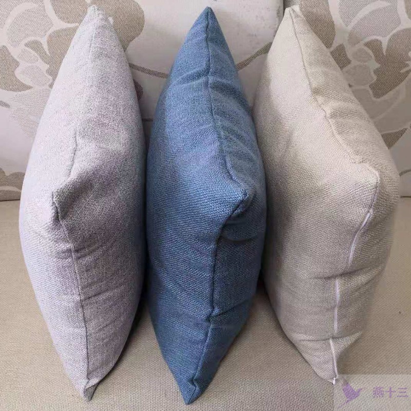 Simple Vegetarian Linen Pillow Sofa Leaning Pillow New Chinese Circle Chair Pure Color Cushion Waist Pillow Living-room Large Backrest Pillowcase