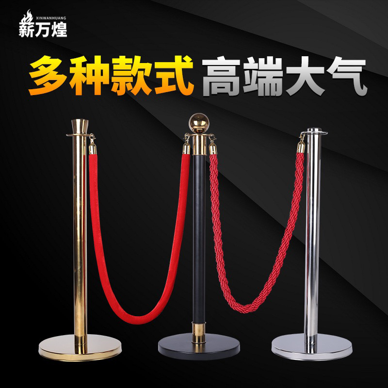 Hotel Isolation with luxury protocol pole Hanging Rope Stainless Steel Greeting column Guard Isolation line with column bank guardrails