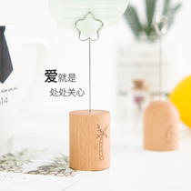 Vertical photo holder ins desktop note holder message holder ornament simple creative base wood metal photo holder