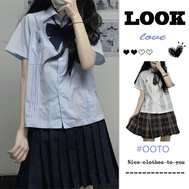 Xiaolan Zhong Xiao - Zhong (Organ Fold Shirt) JK Town Lady long sleeve short sleeve milk white original Japanese shirt