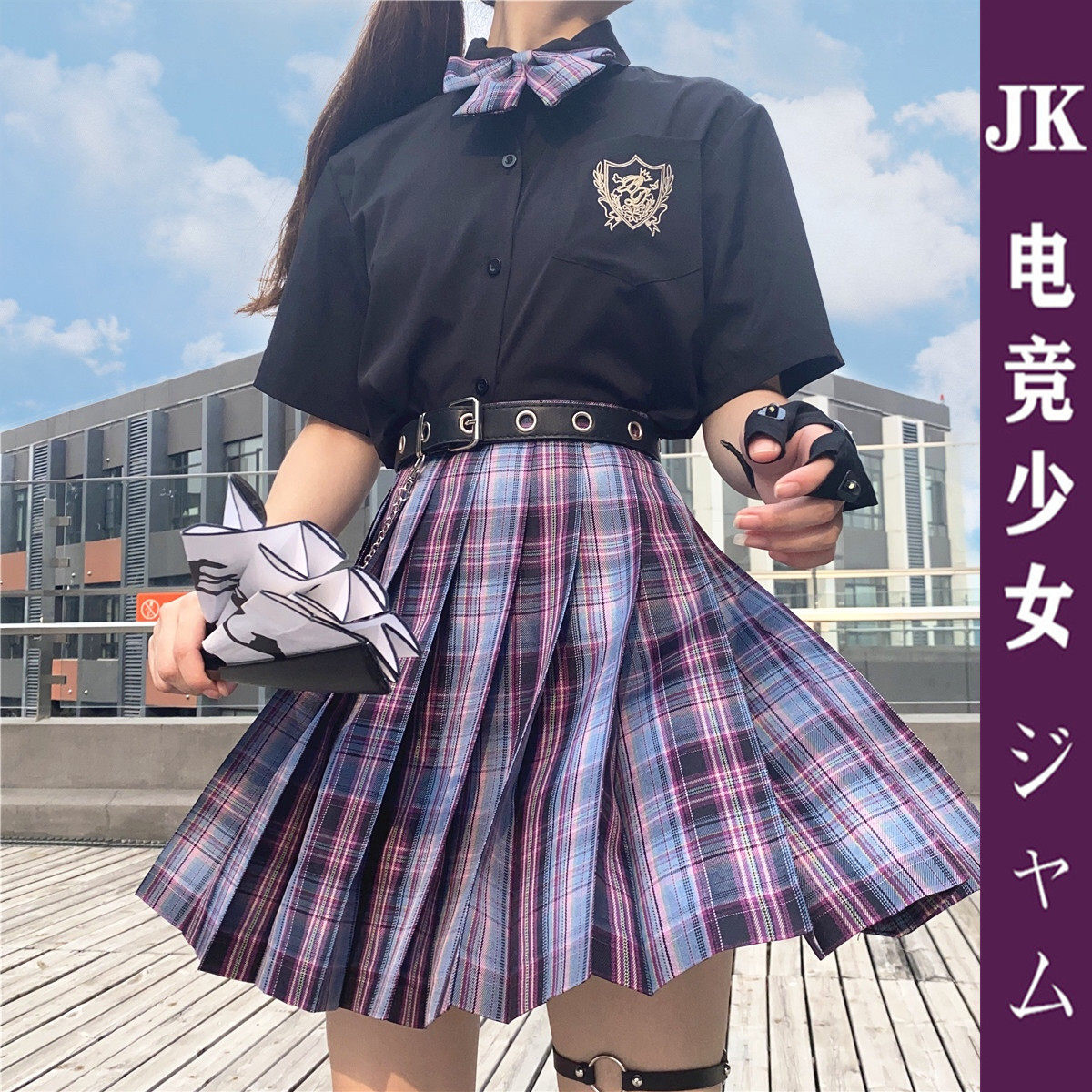 Summer girls jk uniforms Japanese genuine short-sleeved suits summer Western-style e-sports girls jk grid skirt primary school clothes