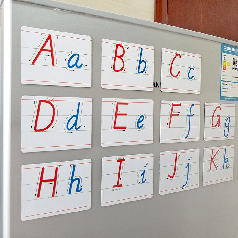 Magnetic 26 English letter card magnet early teaching English single word stroke order card educational children's toys early teaching aids