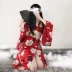 CHEESECHIP: Áo choàng ngủ màu đỏ hoa anh đào, áo choàng tắm suối nước nóng kiểu kimono Nhật Bản, áo dài yukata hoa kiểu Nhật - Night Robe