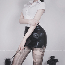 Sexy lingerie OL secretary teacher uniform play teacher professional outfit bag butt skirt Sexy tease seduction on the bed