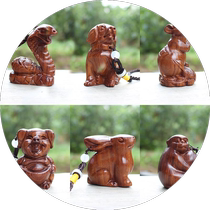 Laotian Yellow Flowers Pear Wood Carving Handlebar Piece Zodiac Zodiac Mouse Bull Tiger Rabbit Dragon Snake Horse Goat Monkey Chicken Dog Pig Handicraft