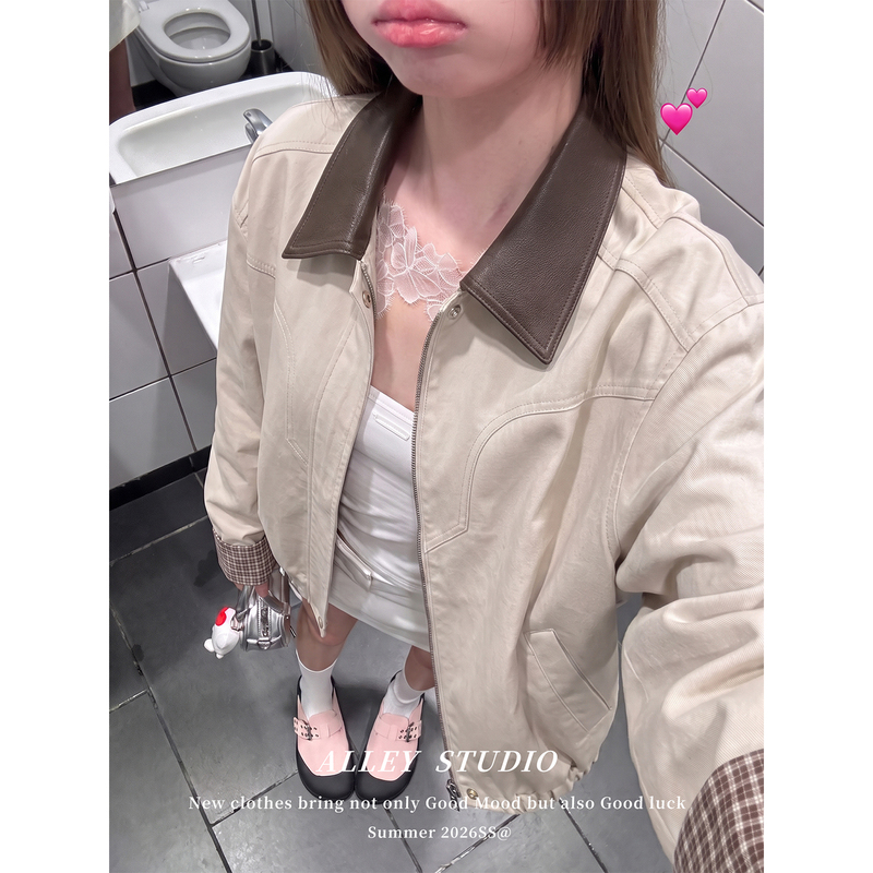 【Rebel City】New Style Lapel Light Khaki Jacket for Women, Autumn and Winter, Lazy and Relaxed Style, Slimming and Figure-Flattering Jacket