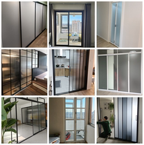 Beijing extremely narrow aluminum-magnesium alloy sliding door customized hanging rail three-linkage kitchen balcony glass partition sliding door