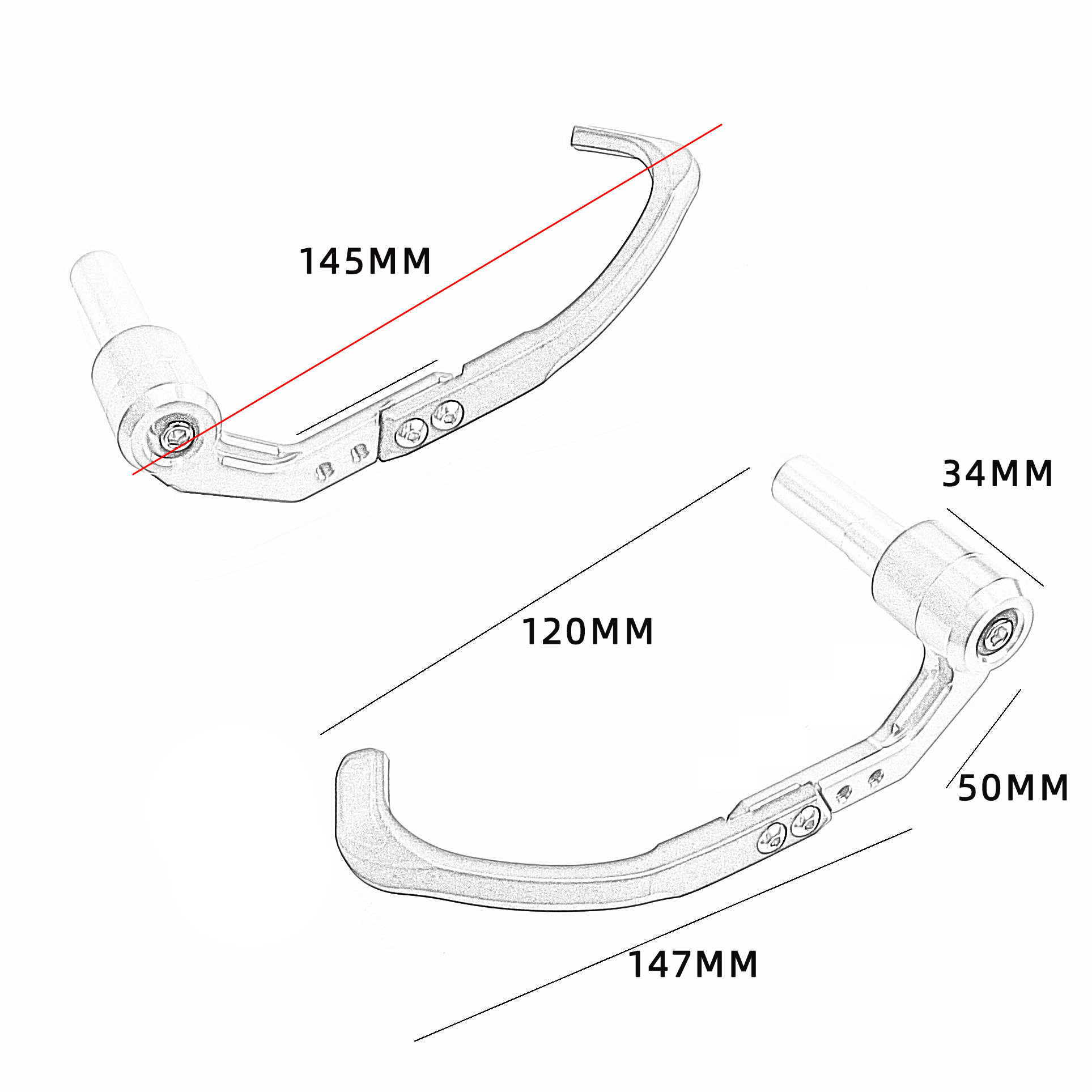 Ручной тормоз 适用新款 ktm duke790/890/990/1390改装牛角护手风切扰流杆cnc