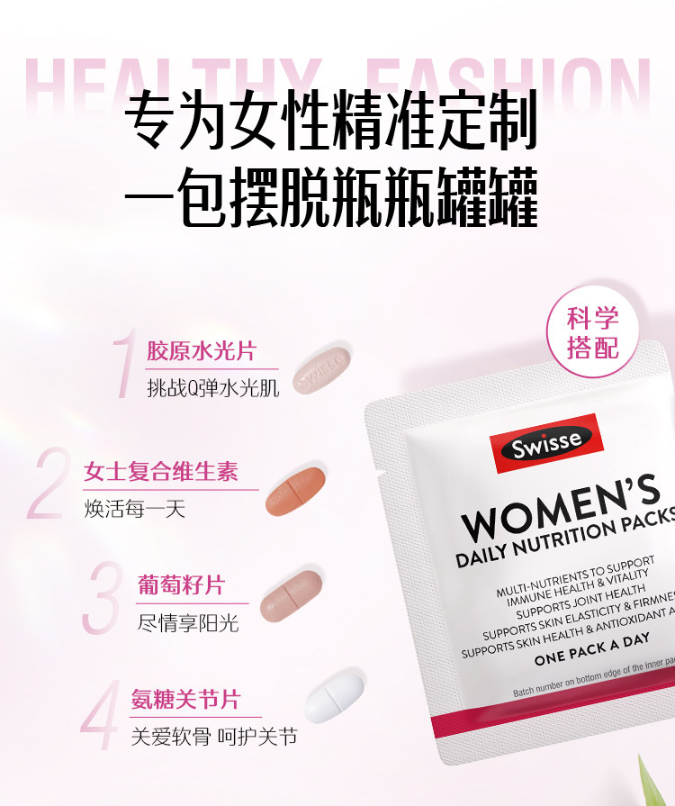 【香港直郵】 澳洲 Swisse 【14天元氣包】葡萄籽水光片每日營養包|1包=葡萄籽+透明酸+膠原蛋白|素顏發光秘籍