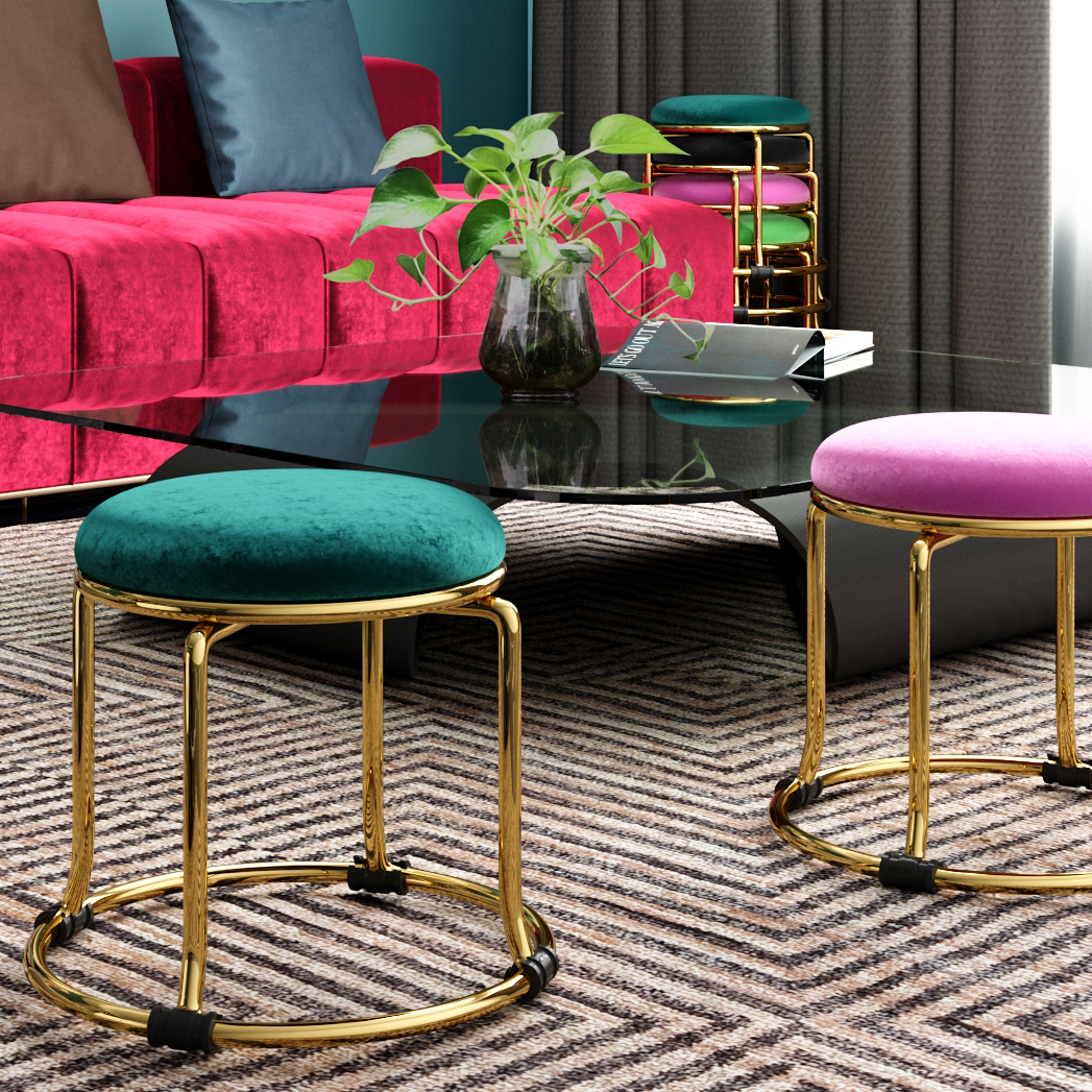 Fabric low stool creative small stool living room home sofa stool change shoe stool coffee table stool lazy round stool small bench