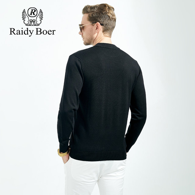 Radibol Men's Knitted Sweater 2023 Autumn and Winter New Collar Half-High Collar Three-dimensional Offset Lettering Pullover Top for Men