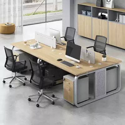 Coarse steel frame office table and chair combination card holder 4 four people 6 staff station computer simple modern office table