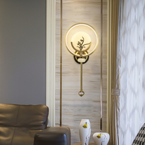 New Chinese marble wall lamp Simple modern living room background wall corridor All copper lamps Chinese style bedroom bedside lamp