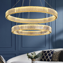 Postmodern light luxury crystal chandelier Living room simple atmosphere Bedroom dining room lamp Creative multi-layer composite floor chandelier