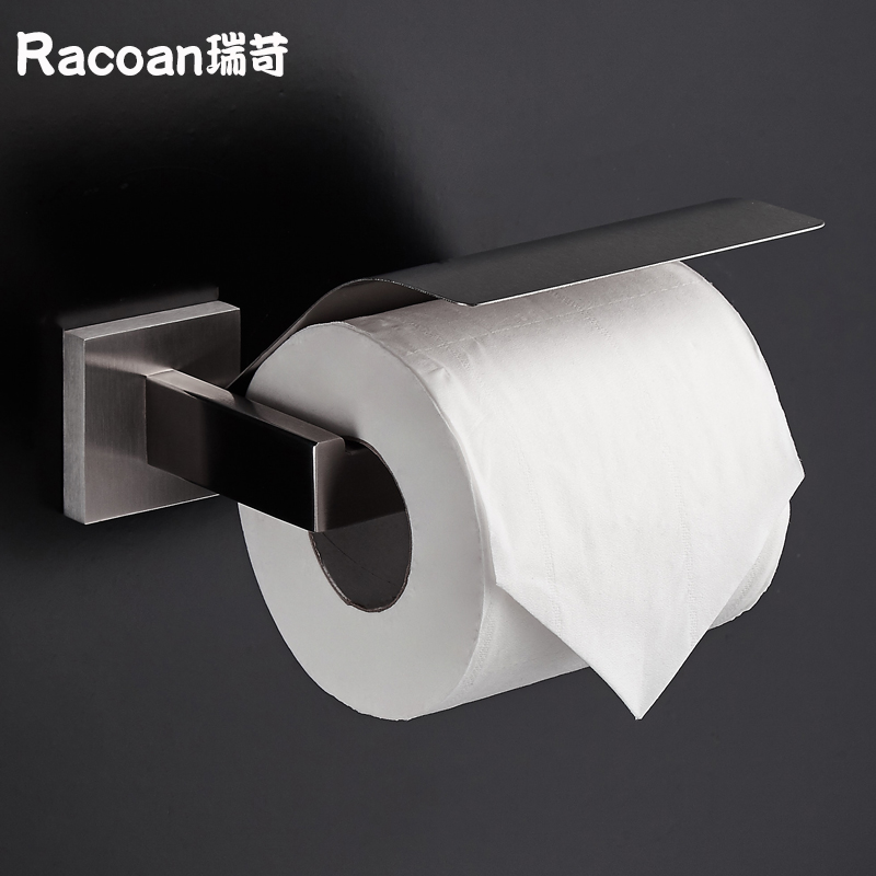 304 stainless steel brushed simple toilet powder room wall pendant toilet paper tissue roll toilet paper towel rack free of punching