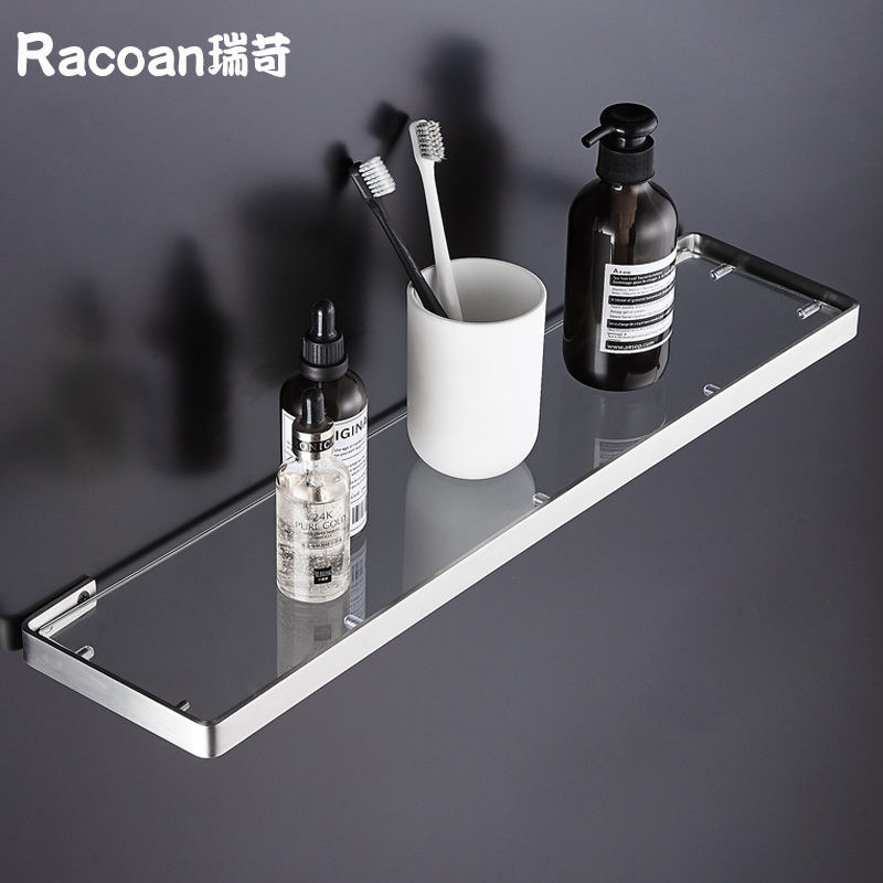 304 stainless steel toilet washstand mirror front cosmetic bathroom wall pendant tempered glass shelf