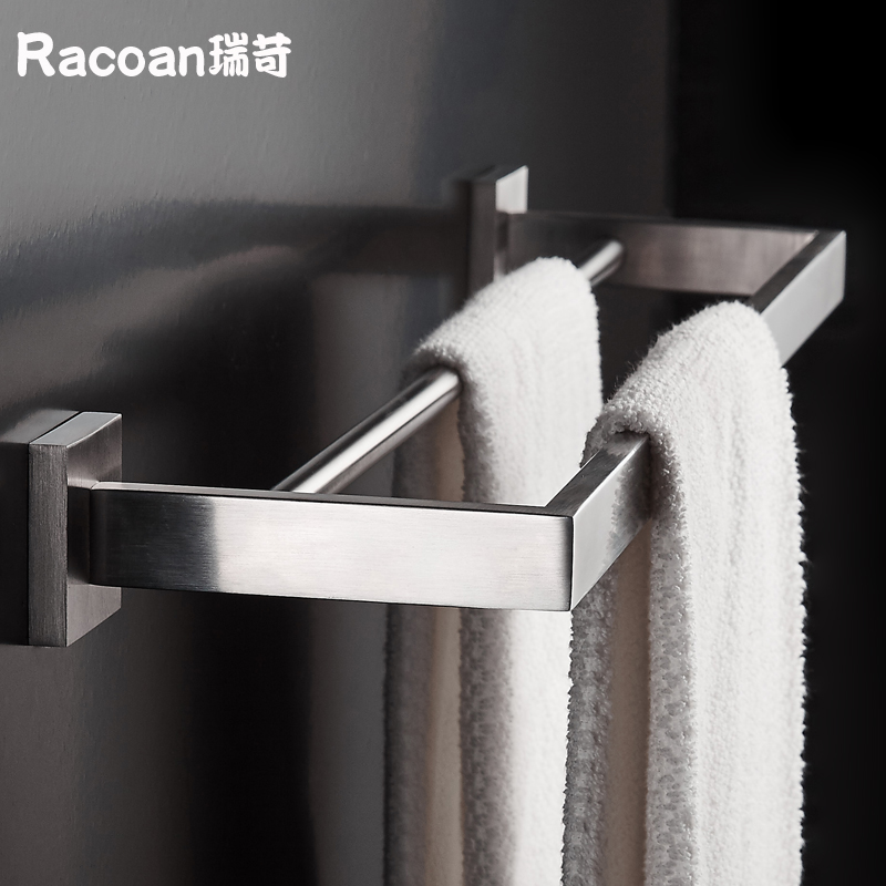 304 stainless steel simple hand washing powder room toilet kitchen bathroom wall pendant towel rack double pole free punch