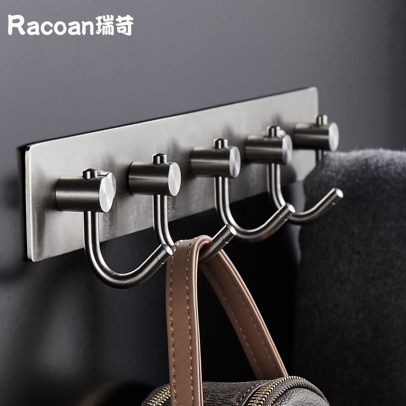 304 stainless steel wire drawing hangclothes hookup hood clothing Kitchen Bathroom Towel Dressing Room Wall Row Hook Free