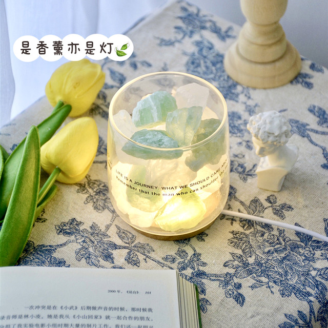 Fireless Aromatherapy Diffuser Stone Night Light Crystal Stone Aromatherapy Sleep Aid Bedroom Girls Light Fragrance Gift Box Fragrance Dormitory