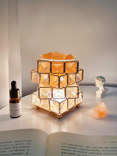 Fireless Aromatherapy Diffuser Stone Crystal Night Light Bedroom Girls Light Fragrance Long-Lasting Household Essential Oil Fragrance Ornaments Gift Box