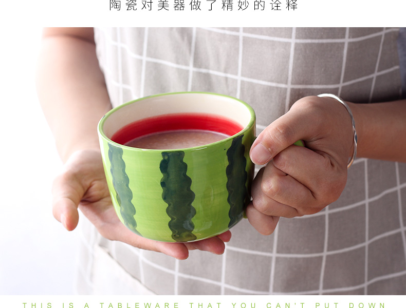 Korean cartoon ceramic fruit breakfast cup, lovely move trend in household water cup children 's creative milk cup