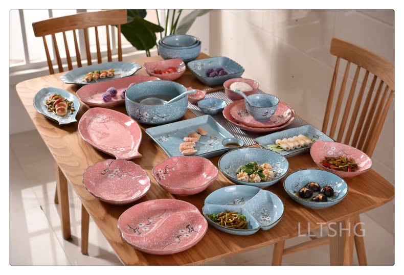 Japanese tray two three separate tray was 0, the ceramic tableware snacks dry fruit bowl dish fast food dish to the canteen