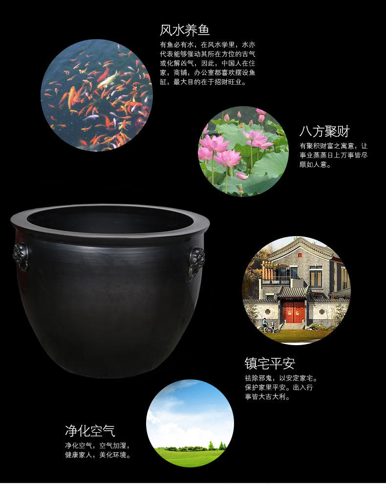 景德镇陶瓷大缸荷花缸手工庭院水缸特大号花盆养鱼缸风水招财摆件 景德镇名瓷在线