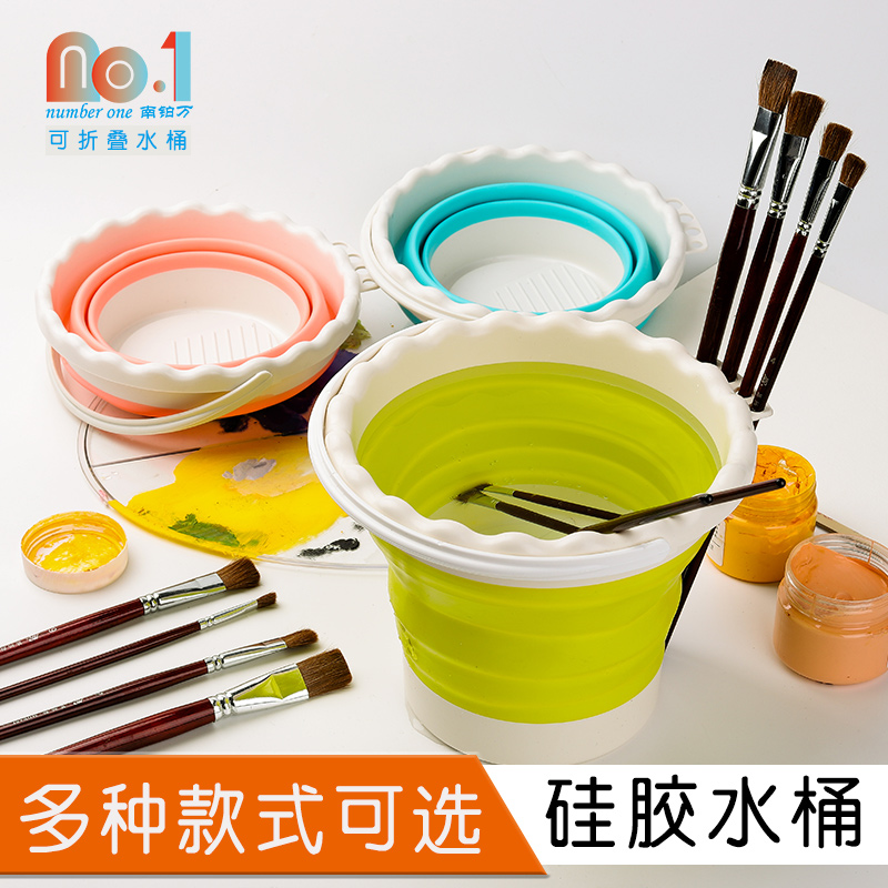 Foldable wash brush scaling multi-functional silicone large color bucket student fine art painting special tool portable small shampoobrush painting pigment painting watercolor dedicated