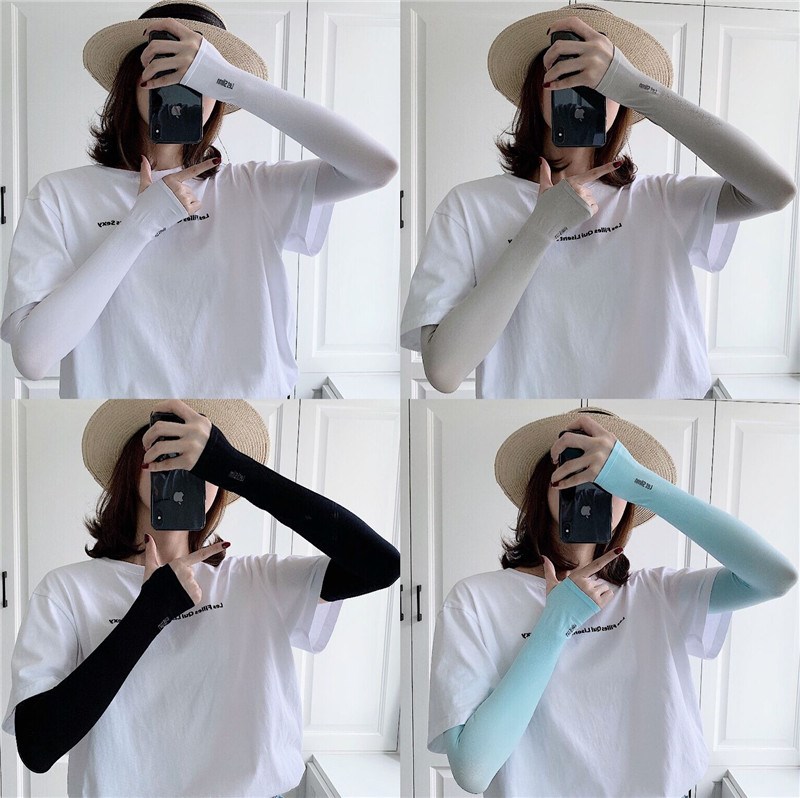 Ice cuff women's ins 100 hitch summer school practice car sunscreen sleeves Anti UV ice wire lengthened arm sleeve