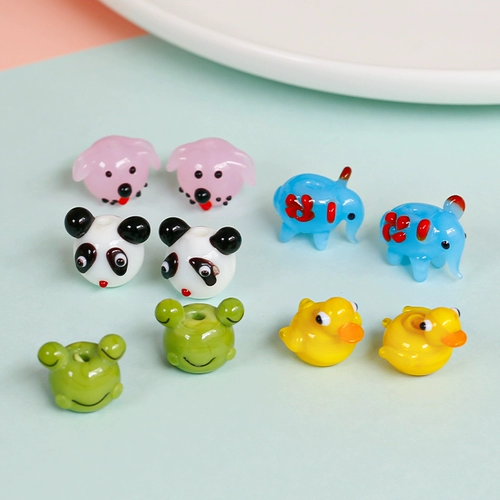 Серия серии зоопарка утиная панда лягушка слон собака глазированная стеклянная бусин
