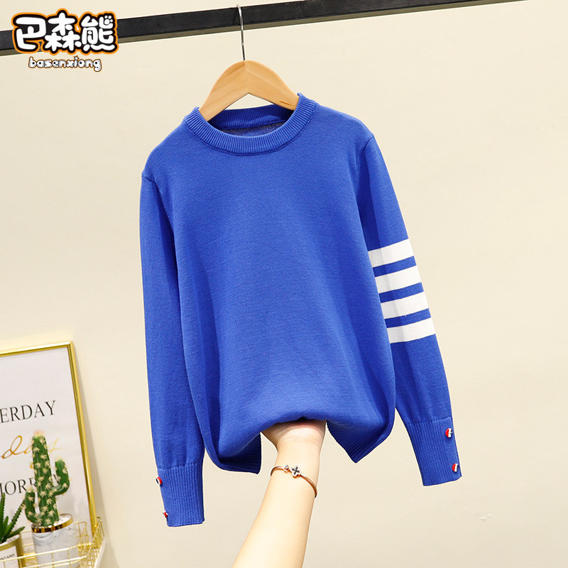 Boy sweater spring and autumn sanitary clothes pure cotton CUHK Scout thin section of undershirt Children's knitted sweatshirt for autumn and winter clothing