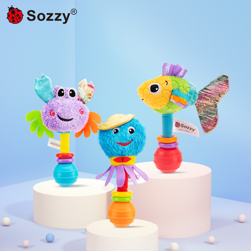 sozzy newborn baby soothing toy puzzle early to teach baby can bite, rattle 1-year-old 0-6-month-old gripping training
