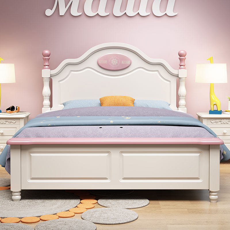 American Solid Wood Children Bed Economy Type Pink Girl Princess Bed Teen Boy Multifunction Single Containing Bed