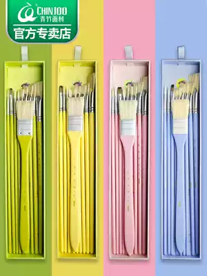 Bamboo gouache brush set Gouache pigment pen set Art special row pen brush Children beginner student acrylic oil painting pen Fan-shaped pen painting wall painting tools full set of 10 sets